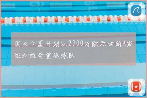 国米今夏计划以2300万欧元回购A斯坦科维奇重返球队