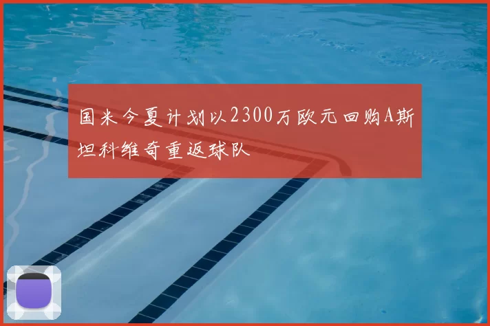 国米今夏计划以2300万欧元回购A斯坦科维奇重返球队